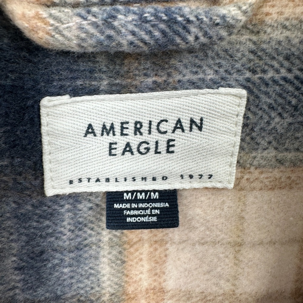 American Eagle Jacket Womens M Brushed Plaid Shacket Collared Button Up - Picture 4 of 9